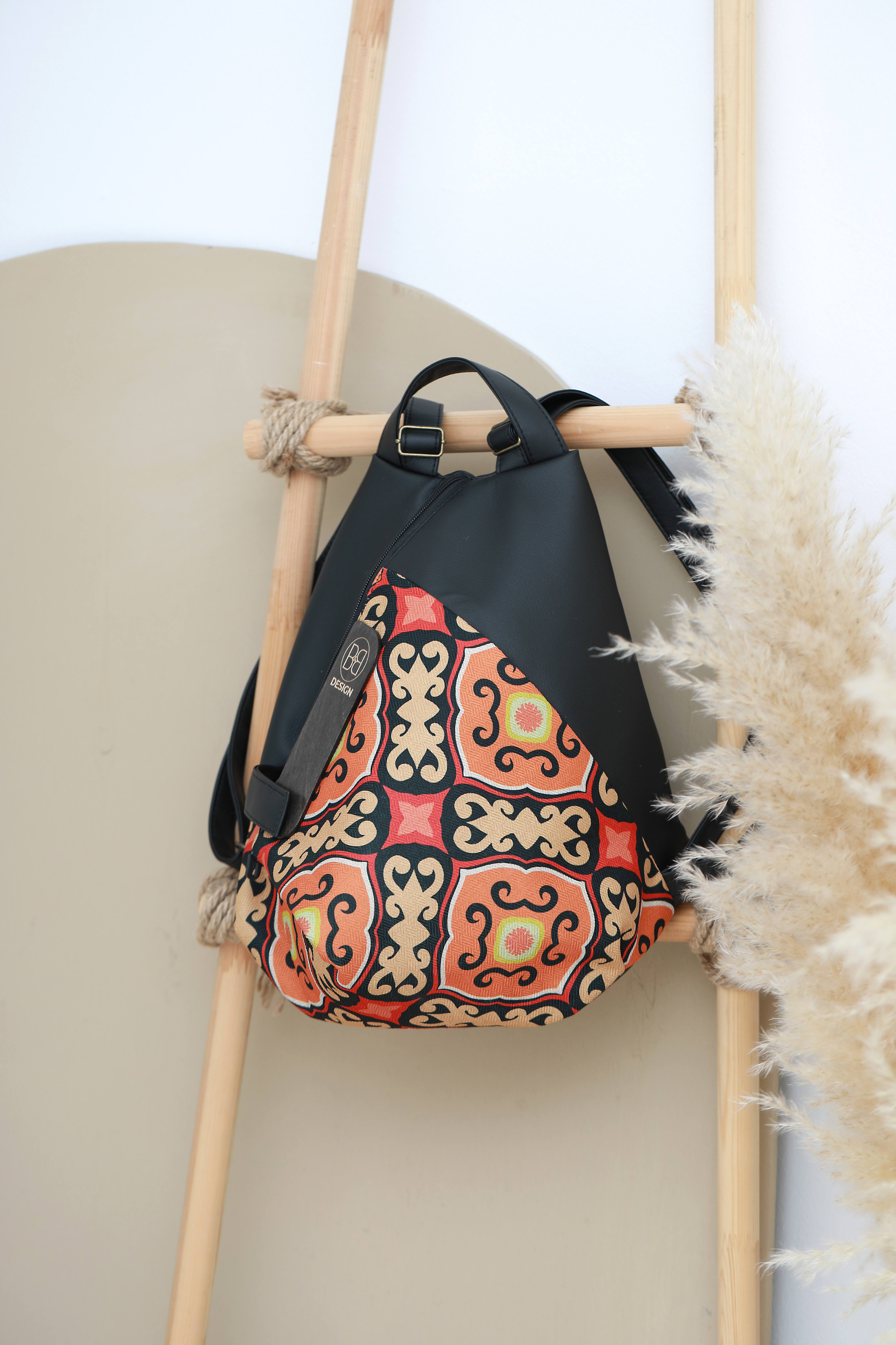 Daisy мини экокожа+текстиль этно оранжевый